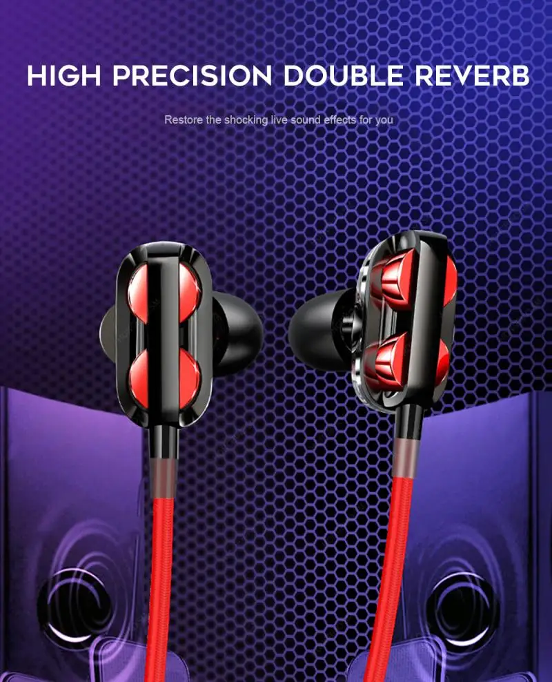 In-ear Quad-core проводные наушники двойная подвижная катушка 3 5 мм Музыка Спорт