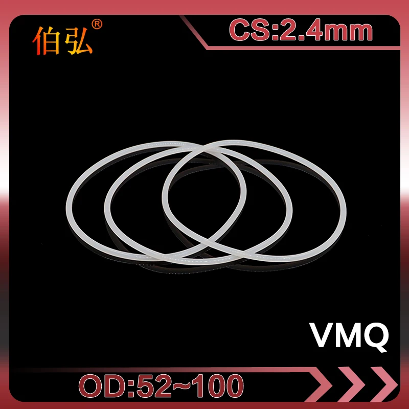 

White Silicon O-Ring 1PC/lot Silicone/VMQ CS2.4mm OD52/55/56/58/60/65/70/75/80/90/100mm O Ring Seal Rubber Gasket Rings Washer