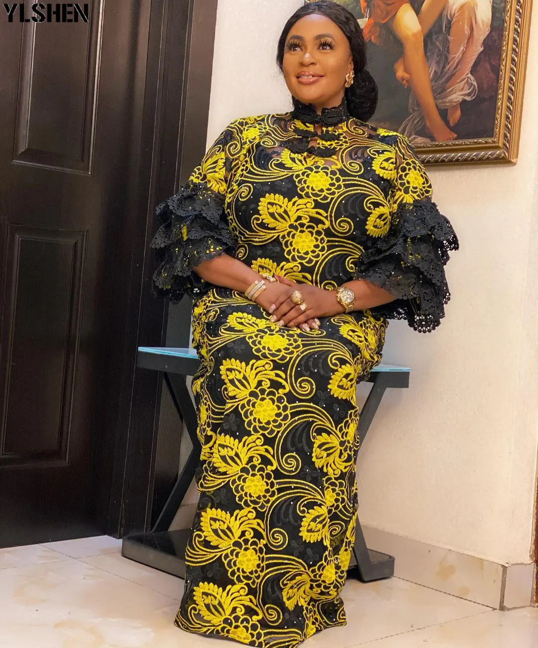 Африканские платья для женщин 2021 Новая африканская одежда Дашики кружева Grand Boubou