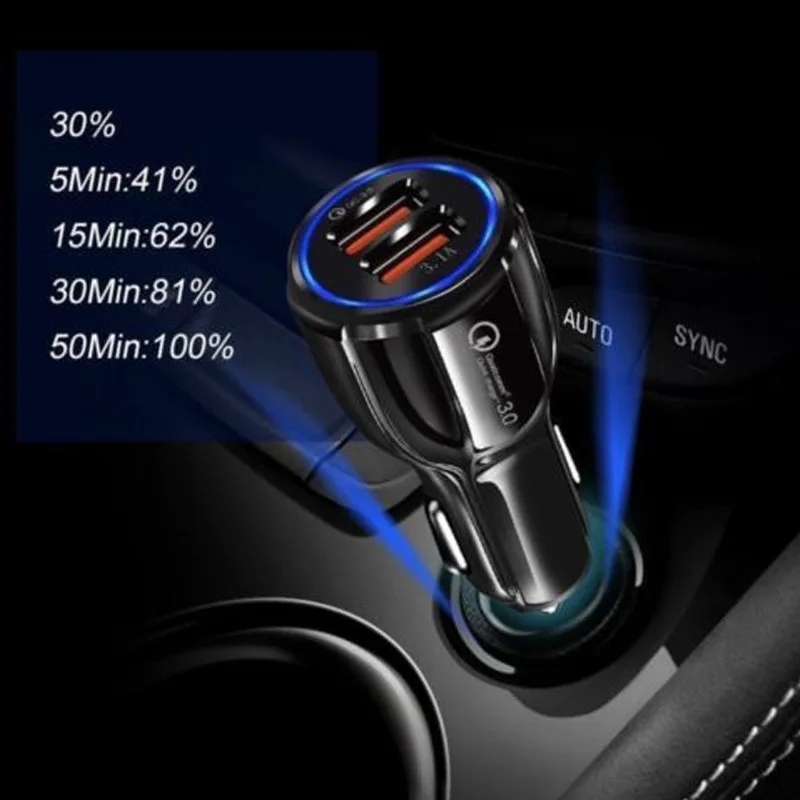 QC 3.0 fast charging universal Plug car charger 3.1a car charging double USB QC3 0 car charging fast charging for Phone images - 6