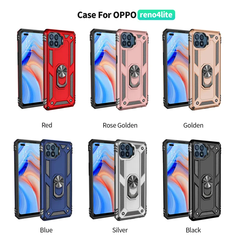 

For OPPO Reno 4 Lite 4F Case Car Holder Ring Shockproof Armor Case for OPPO A5 A3S A12E A5S AX5S A7 A12 AX7 A11X F11 F17 Pro