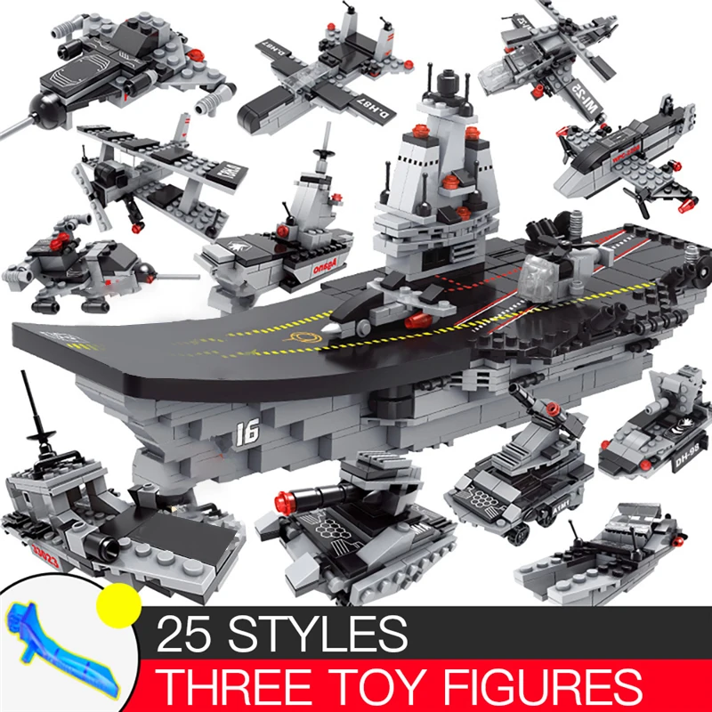 676 шт. 8 в 1 военный корабль флот самолет блоки грузовик армия солдаты строительные