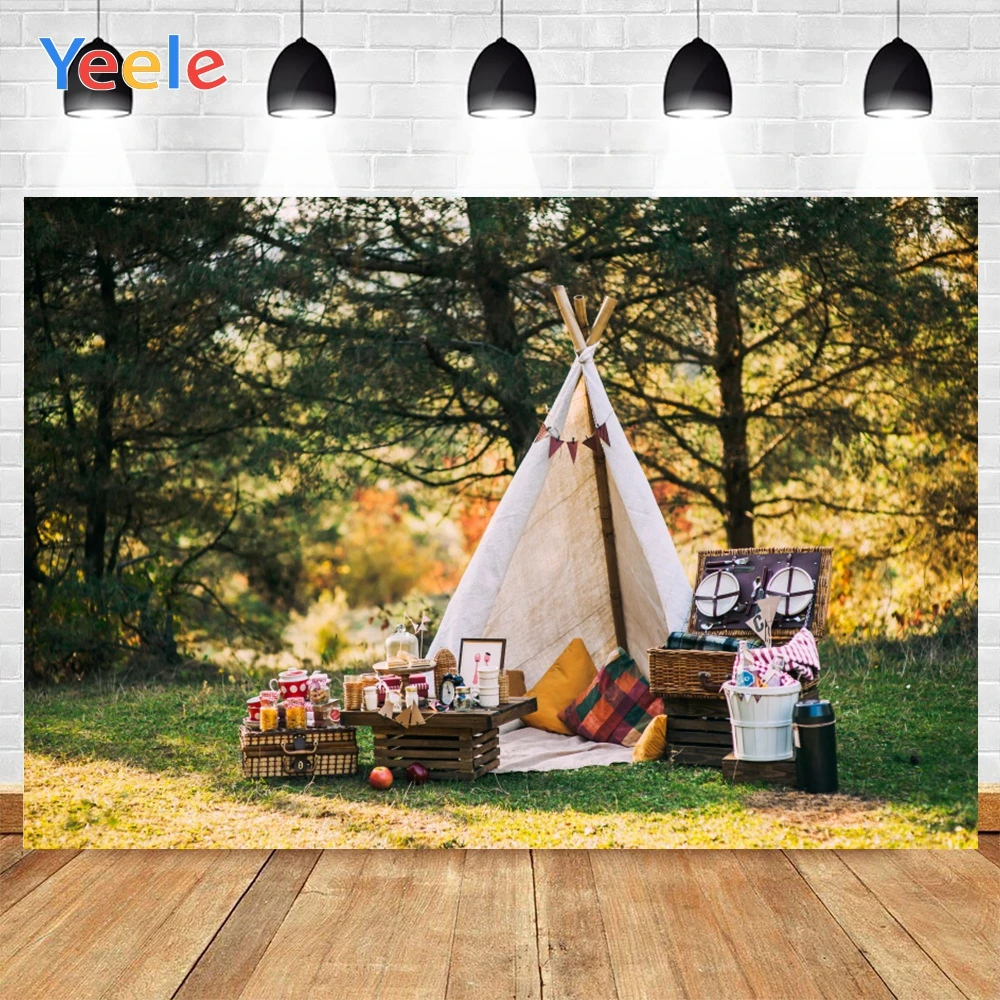 

Yeele Forest Tent Grass Outdoor Photography Portrait Children Birthday Party Backgrounds Photography Backdrop for A Photo Studio