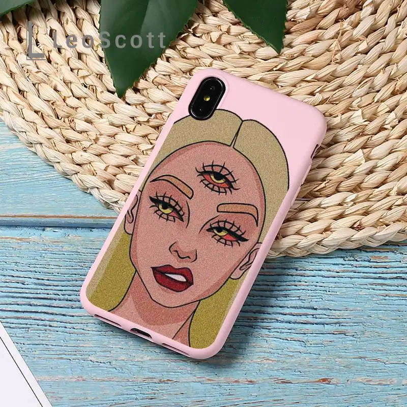 

sexy Devil Woman Bad girl smoke eyes Phone Case Candy Color for iPhone 11 12 mini pro XS MAX 8 7 6 6S Plus X 5S SE 2020 XR