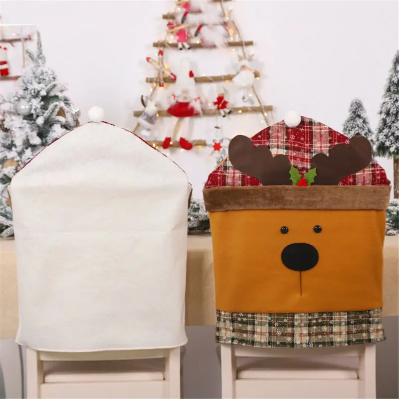 

Christmas Santa Chair Cover Hat Xmas Party Dinner Seat Covers Home Decor /BY
