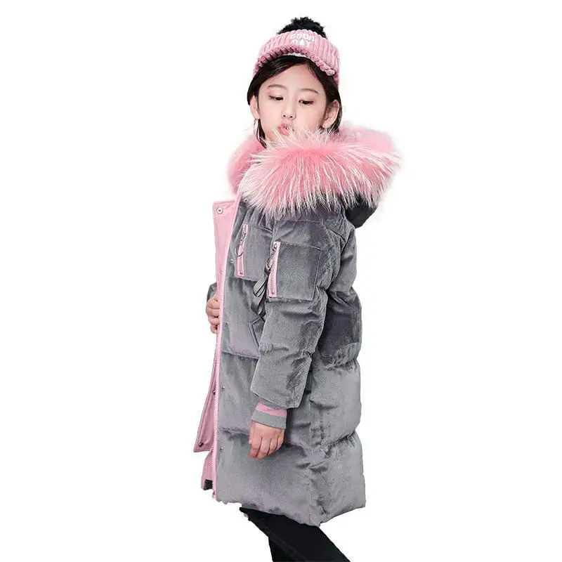 Теплая зимняя одежда для девочек пальто младенцев возрастом от 5 до 14 лет детская
