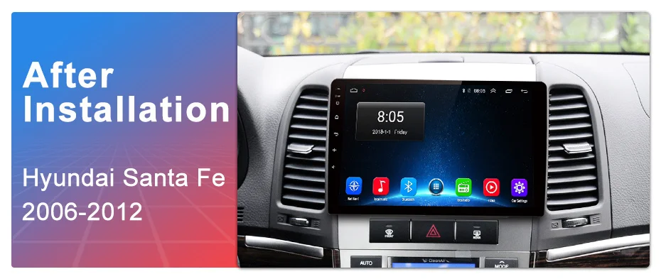 Junsun 2G+ 32G Android 8,1 для hyundai Santa Fe 2006-2012 Авто 2 din Радио стерео плеер Bluetooth gps навигация нет 2din dvd