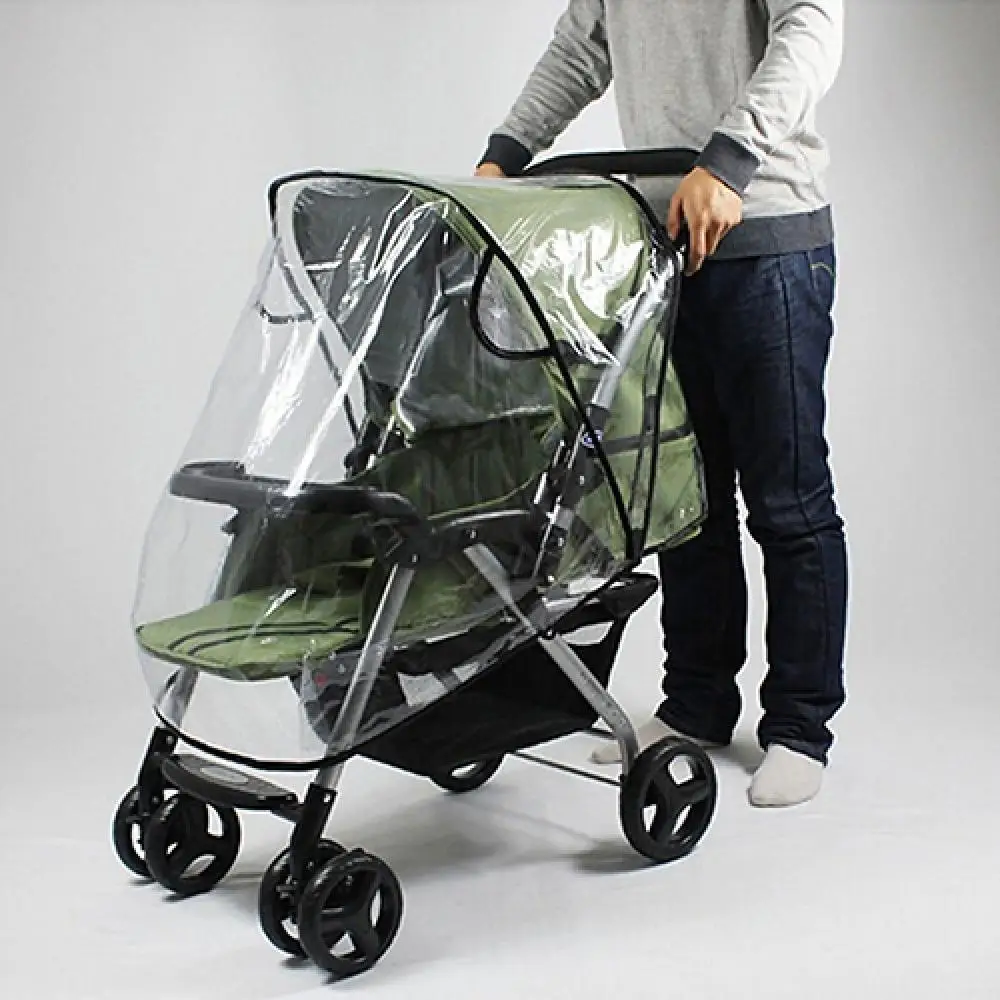 

Stroller Rain Cover Universal Waterproof Wind Dust Shield Baby Stroller Pushchair Pram Rain Cover Transparent with Black Edge