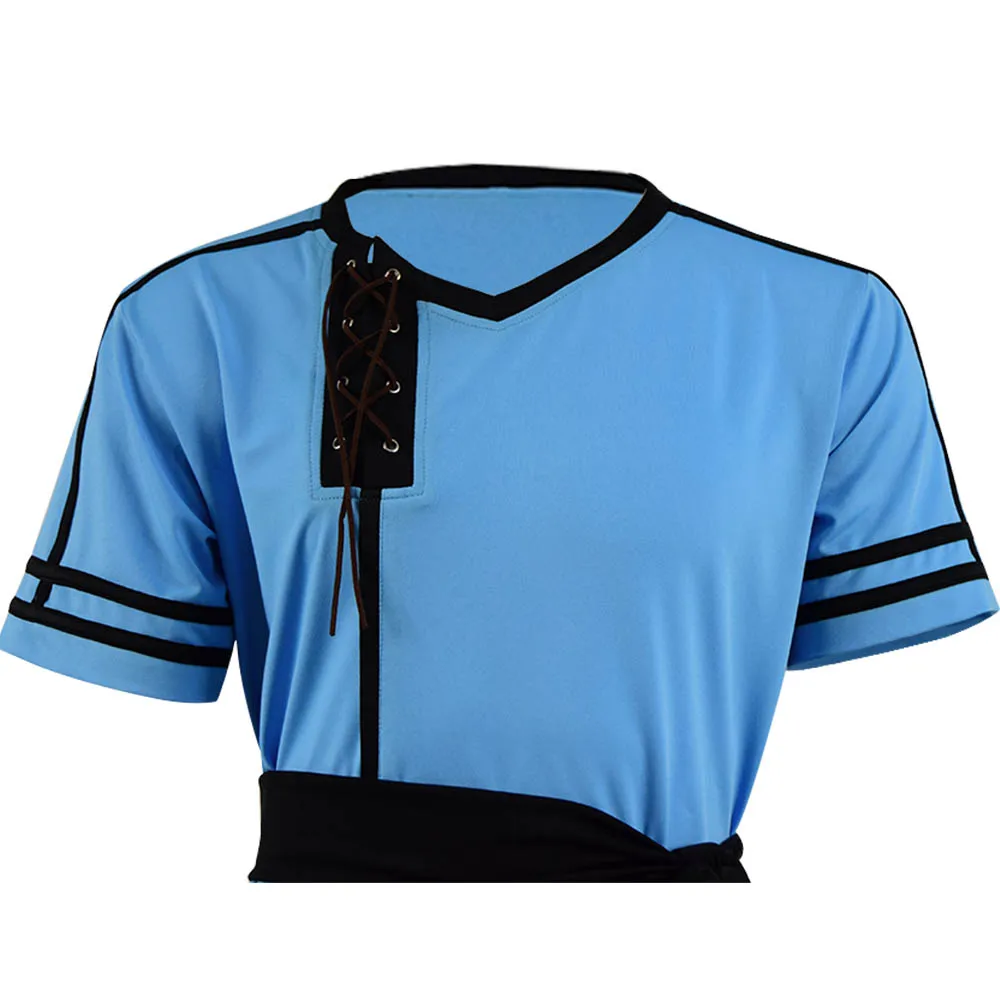 

Cosdaddy Alicization Eugeo T-shirt Childhood Cosplay Costume Men Kids Blue Tops Tee Anime Costume