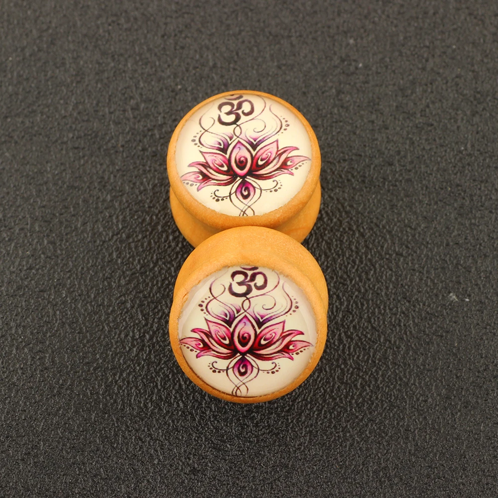 JUNLOWPY Double Flared Logo Ear Tunnels Plugs Wood Gauges Expander Kit Earrings Lobe Stretcher Piercing Body Jewelry 6-16mm | Украшения и