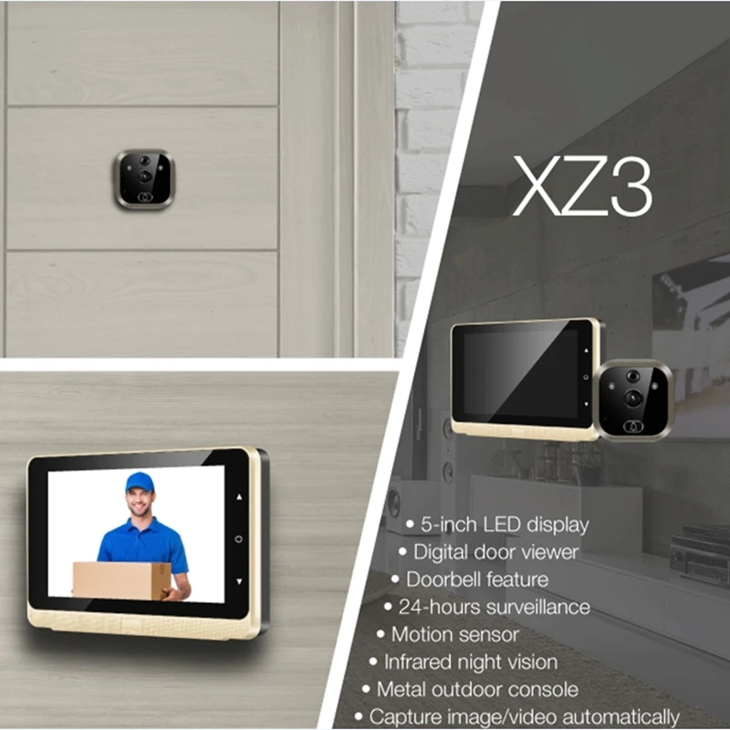 HD цифровой дверной глазок камера 5 &quotВизуальный зритель инфракрасного ночного