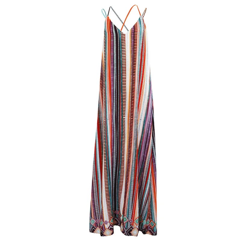 

Summer Dress Bohemian Long Dress Women Hollow Open-back Halter Dress Vacation Red Dress Suspender Dress Bodycon Dress Plus Size