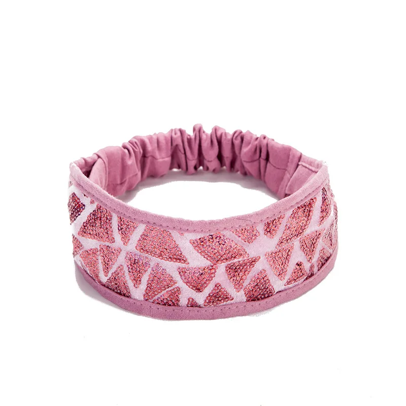 

2021 Europe and America Unisex Geometric Button Sequin Cloth Sport Hairband