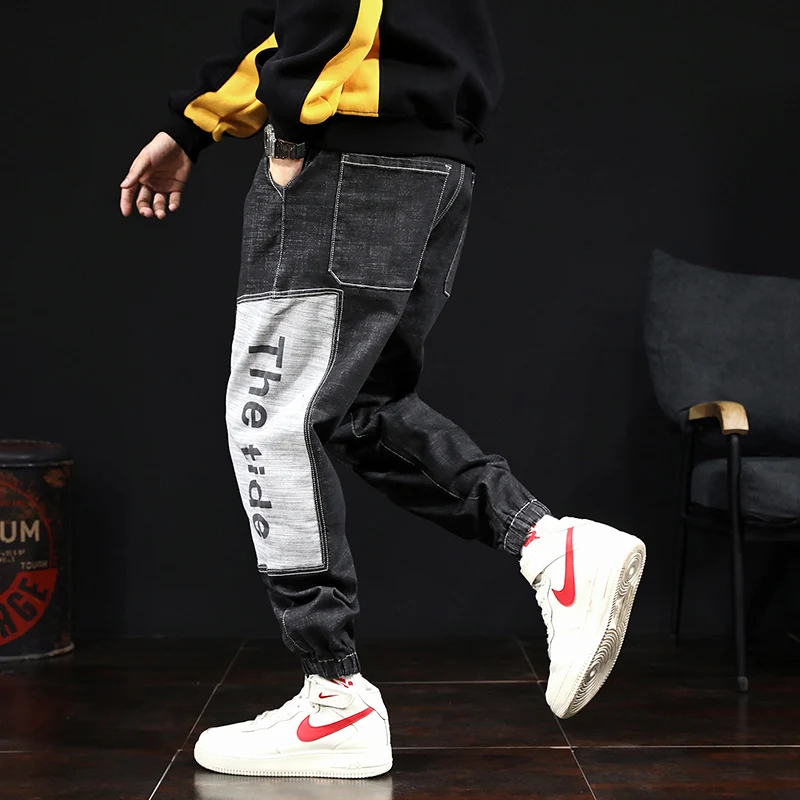Джинсы-шаровары VOMINT штаны в стиле хип-хоп мужские свободные джоггеры с принтом