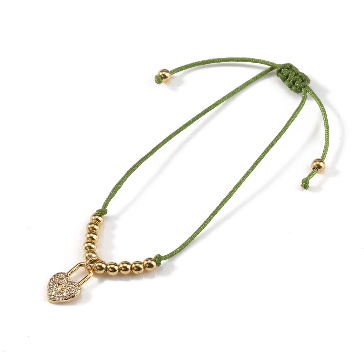 AAA блестящий кулон в форме сердца с фианитами 5 мм позолоченные медные бусины