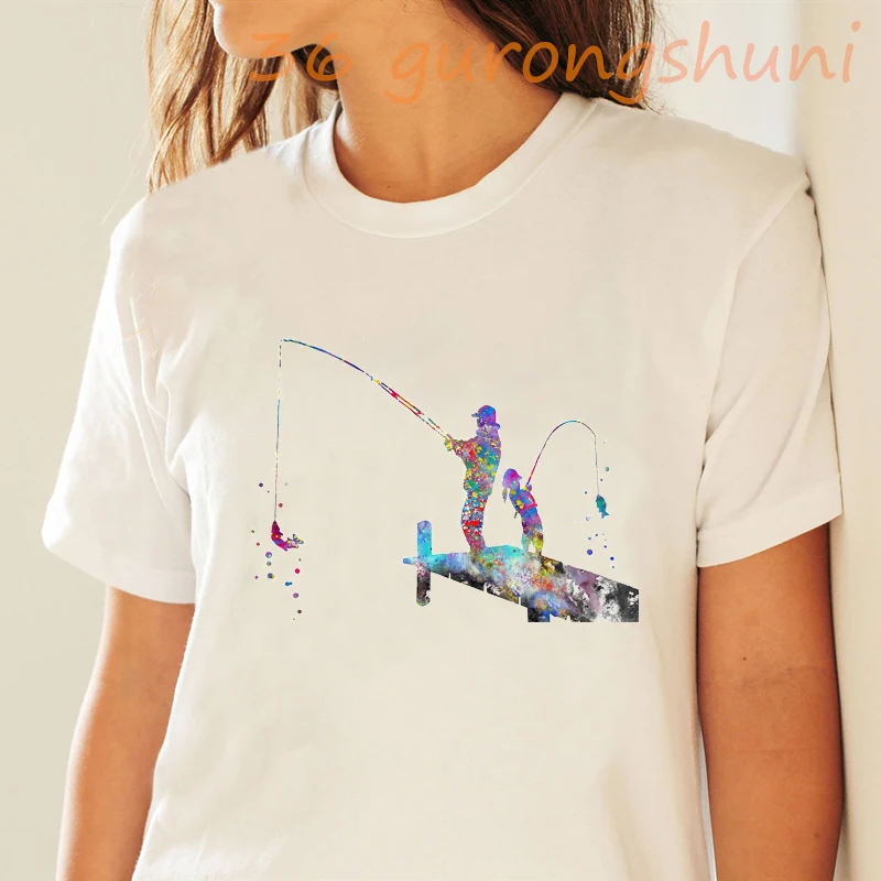 Женская футболка с коротким рукавом забавная Спортивная акварельным принтом