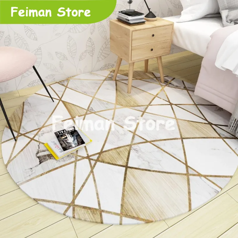 Скандинавский Мраморный Круглый ковер для гостиной компьютерный коврик стула