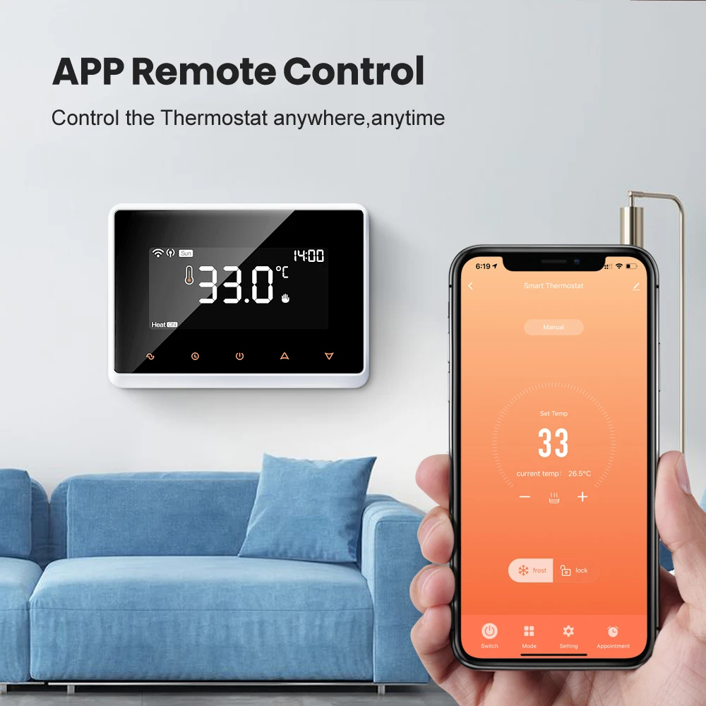 Умный термостат AVATTO с Wi-Fi Беспроводной регулятор температуры для нагрева