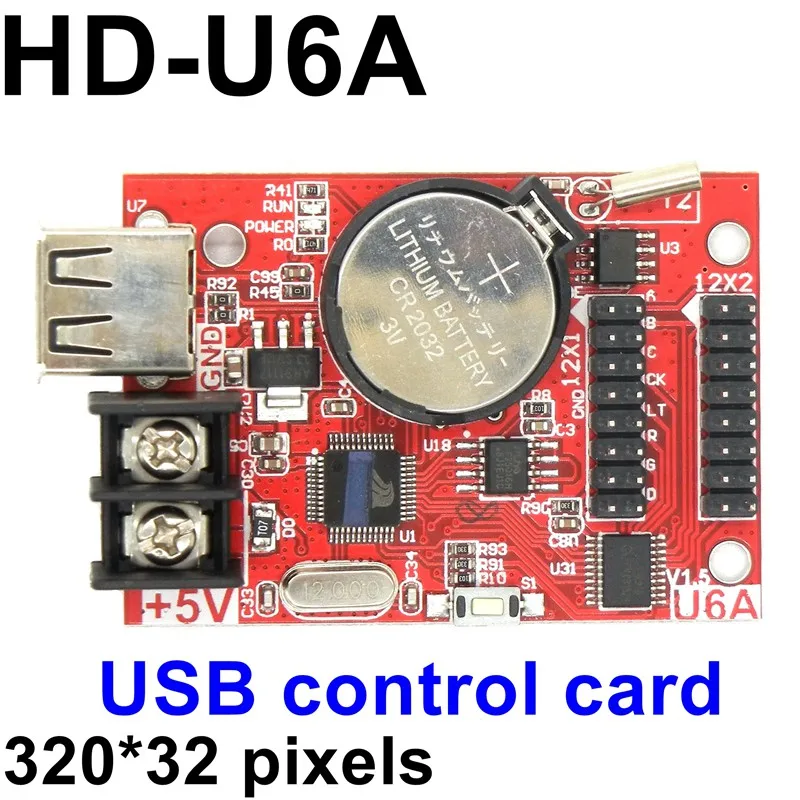 HD-U6A USB-порт 32*320 пикселей, одноцветнаяДвухцветная светодиодная карта управления, Асинхронный контроллер, макс. 20 шт., модуль дисплея p10, подде... (art.: 79764a577) - 79764a577