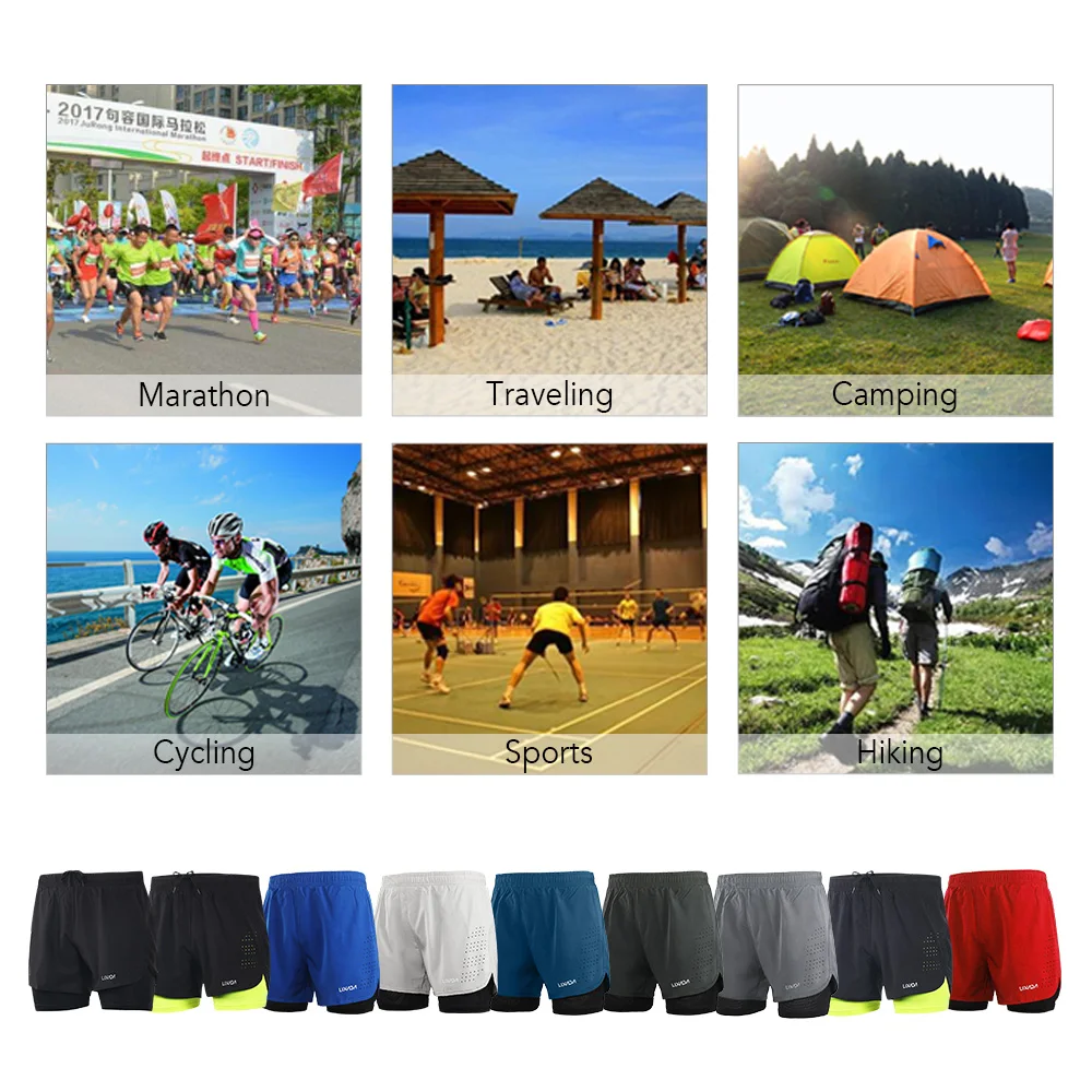 Спортивная одежда для улицы Lixada мужские шорты бега 2 в 1 спортивные