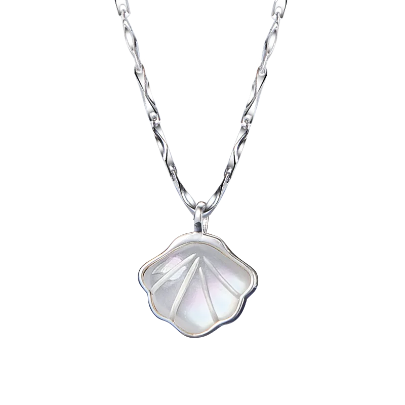 

999 sterling silver shell necklace women in 2021, the new light of luxury silver ornaments