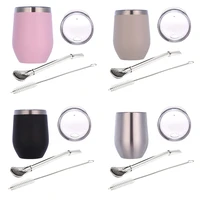 double wall stainless yerba gourd mate tea set water mate tea cup with lid spoon straw bombilla head filter brush