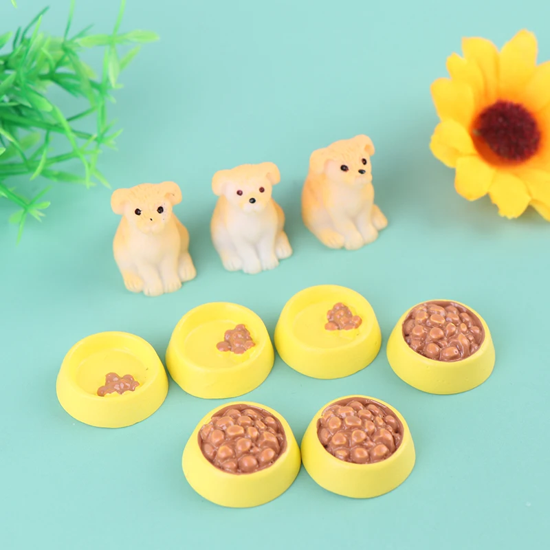 

3 шт./компл. 1/12 миниатюрный домик для кукольного домика, корм для собак на чаше, украшение для кухни и сада