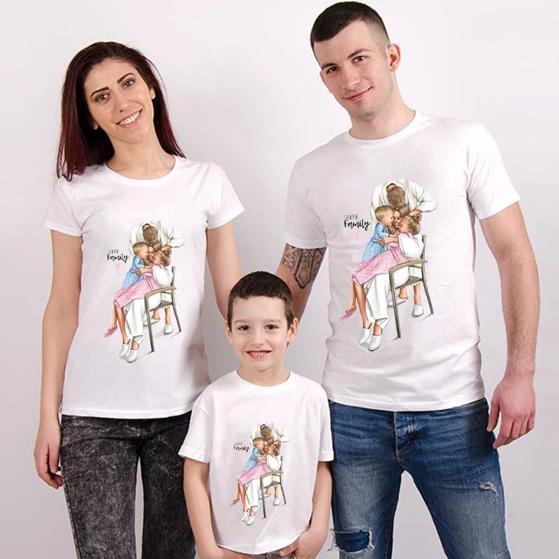 ZSIIBO одинаковые футболки для всей семьи женская одежда костюм для девочек г. Новые летние топы с короткими рукавами для мальчиков, для мамы, дочки, папы CX6L211
