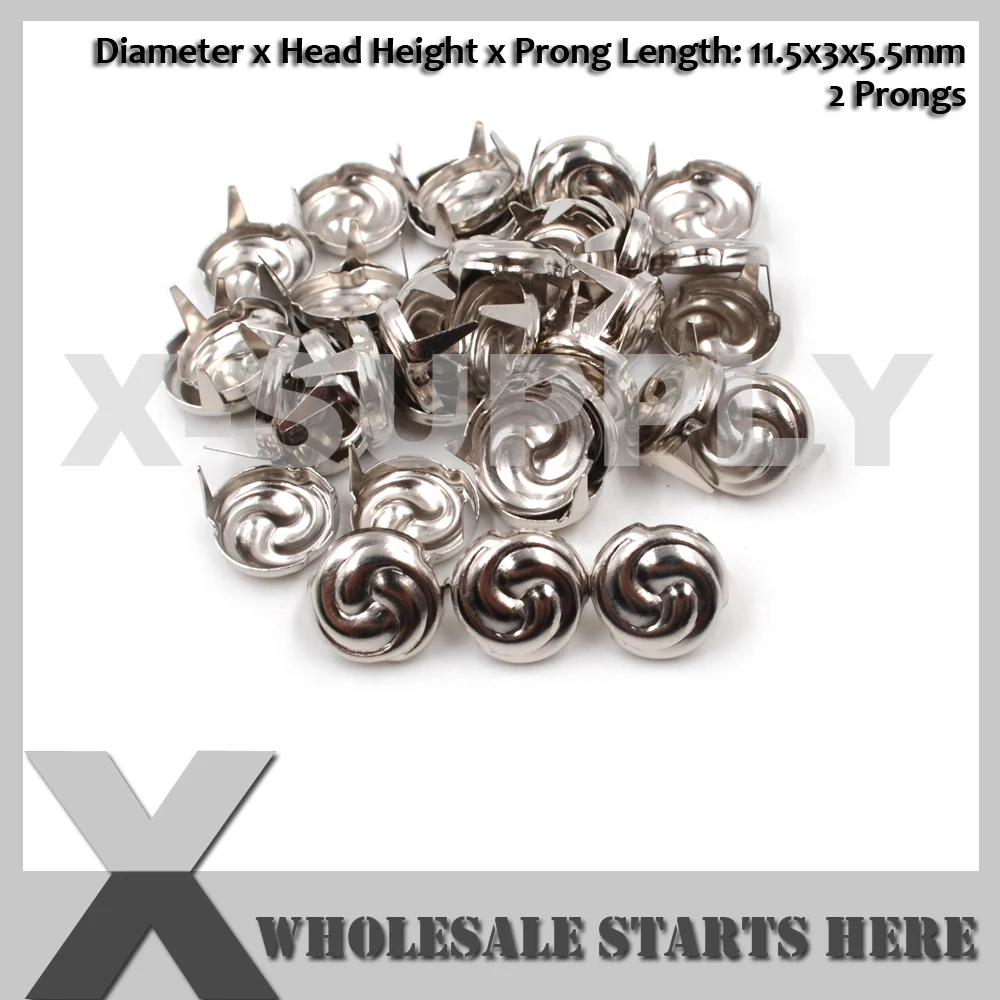 11.5mm Windmill Round Prong Rivet Studs With 2 Prongs for Leather Jacket,Belt,Shoe,DIY Dog Collars