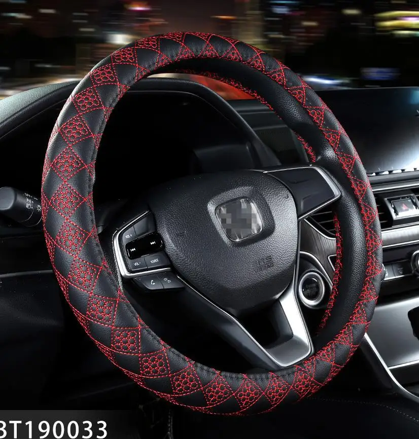 red Швейные Чехлы рулевого колеса автомобиля чехол Авто интерьерные аксессуары для Nissan peugeot 307 sw Touran Toyota hyundai Mazda - Название цвета: red