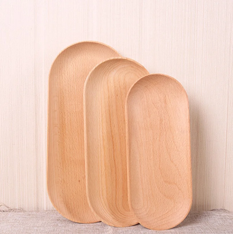 Technology Japanese Wooden Plate Beech Solid Wood Bread Serving Platter Snack Food Trays Sundries Jewellery Cashier Plates | Дом и сад