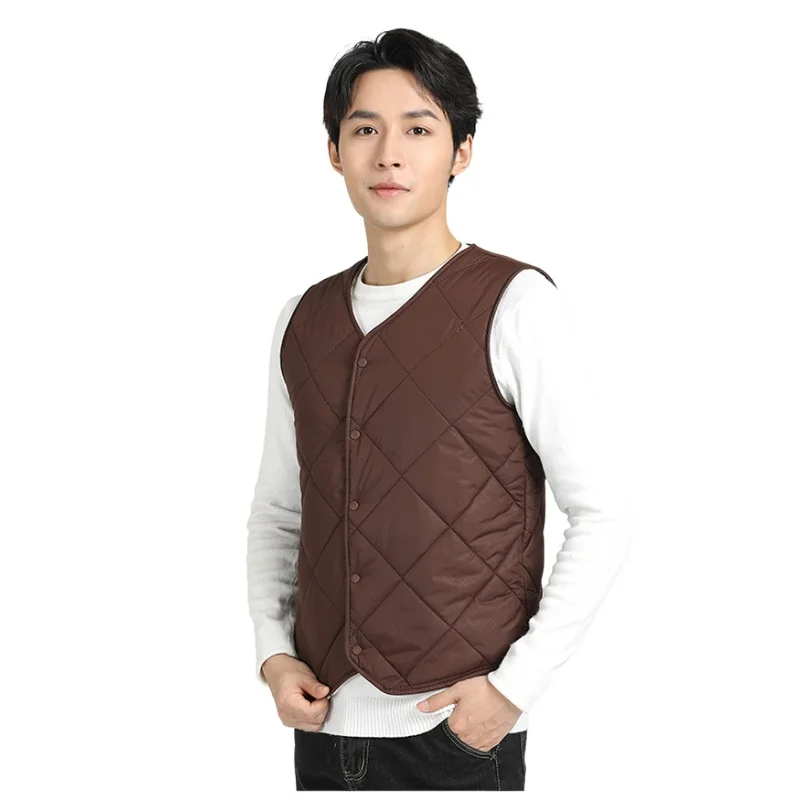 

Мужской жилет без рукавов, однотонный хлопковый жилет с V-образным вырезом, зимняя куртка, 2021
