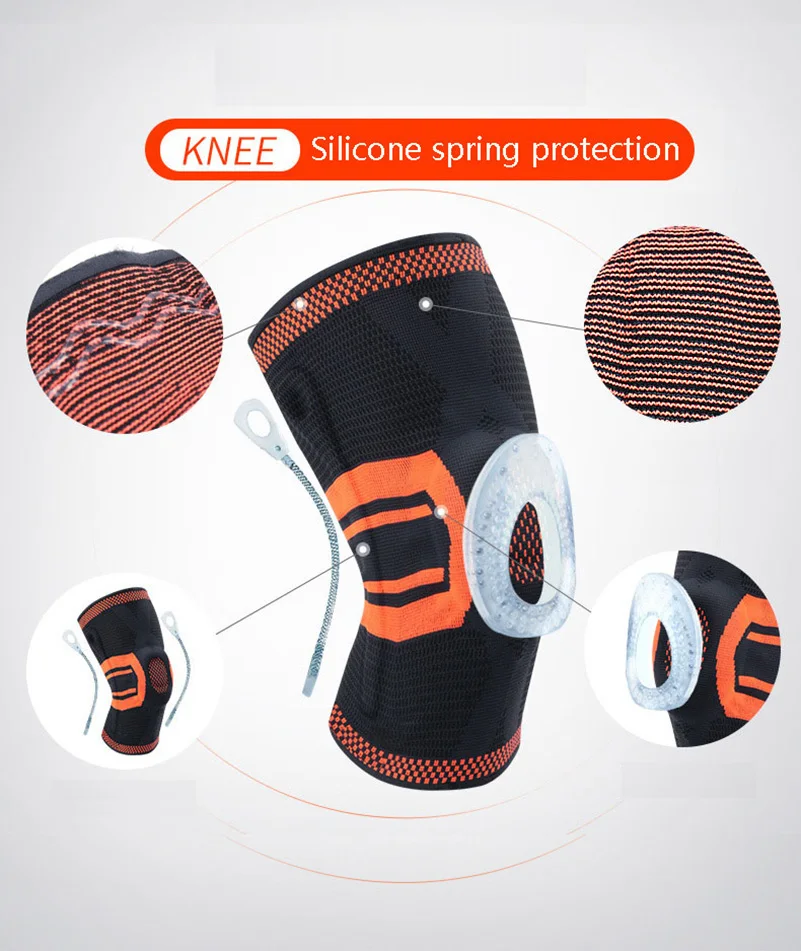 1 шт. наколенник силиконовый пружинный баскетбольный поддерживающий спортивный