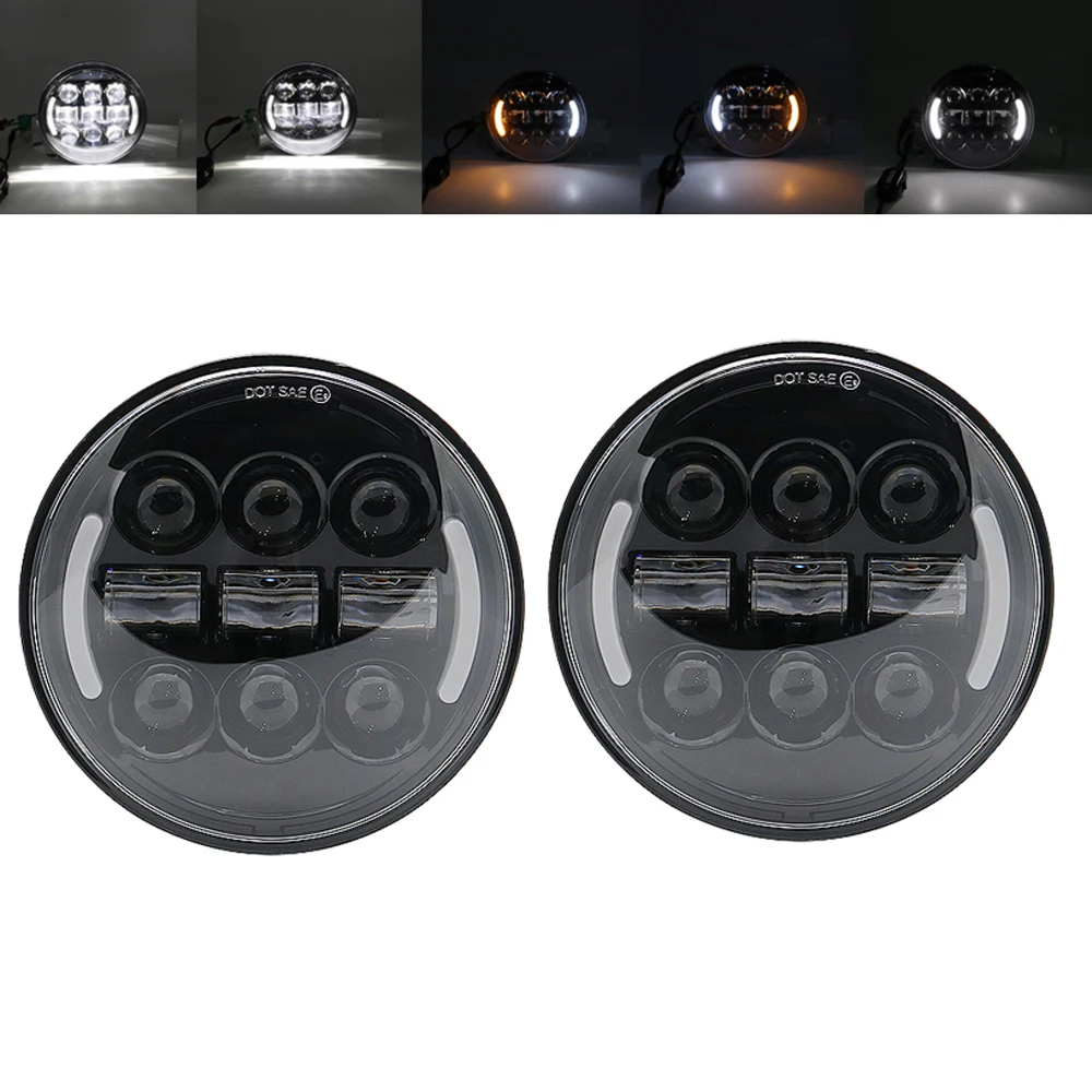 2pcs black 2x5,75 дюйма светодиодные фары дальнего/ближнего света halo для Triumph Rocket iii 3 и скорости тройной и уличной тройной и Thunde 5 3/" проектор - Цвет: 2pcs black