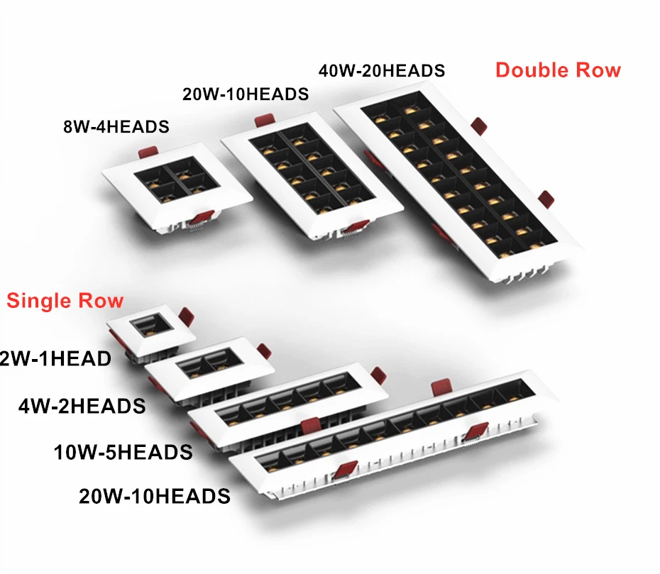 [DBF] Однорядный длинный квадратный светодиодный COB встраиваемый светильник с