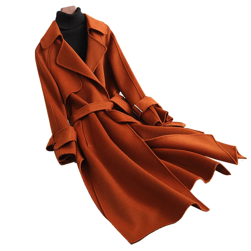 Женская шерстяная куртка KMETRAM зимнее приталенное пальто с поясом и куртки для