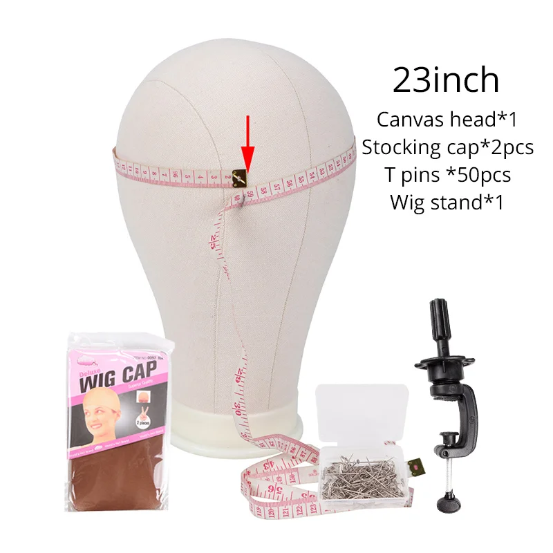 23 Inch Plussign 2"-25" холст головки блока манекен головной парик делая Дисплей голова манекена для стилистов с общим Размеры монтажное отверстие с T-шпильки - Цвет: 23 Inch