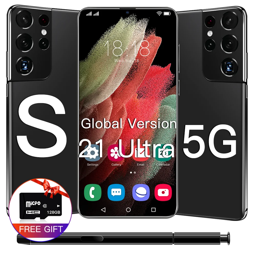 

New Global Version S21Ultra 5G 16GB 512GB 6.7-inch Android11 Smartphone 6800mAh Full Screen Deca Core LTE Internet Phone