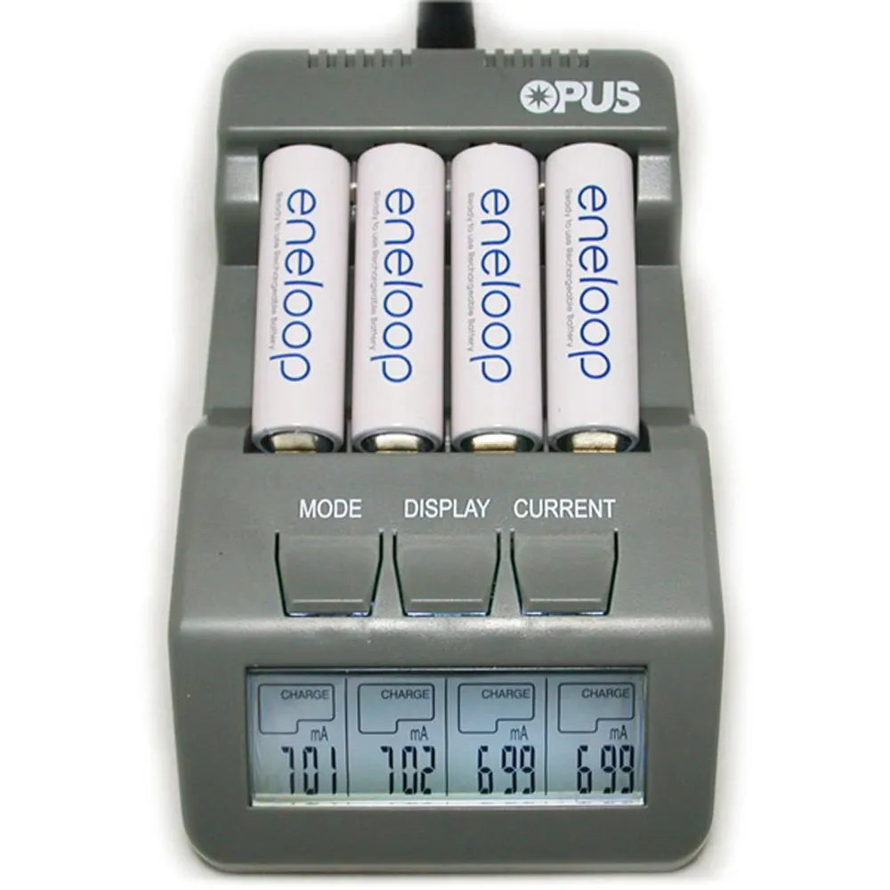 GRAY Opus BT-C700 Зарядное устройство 12V 1A никель-металл-гидридных и никель-кадмиевых ЖК-дисплей цифровой интеллигентая(ый) 4 слота Батарея Зарядное устройство AA AAA Зарядное устройство с ЖК-дисплей Дисплей - Цвет: GRAY