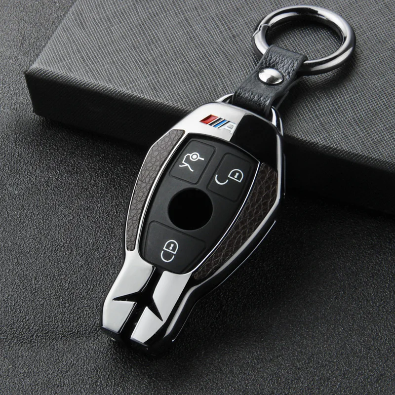 Black Ring A Металлический брелок для ключей, чехол, защитный чехол, подходит для Mercedes Benz E C Class W204 W212 W176 GLC CLA GLA, автомобильные аксессуары - Название цвета: Black Ring A