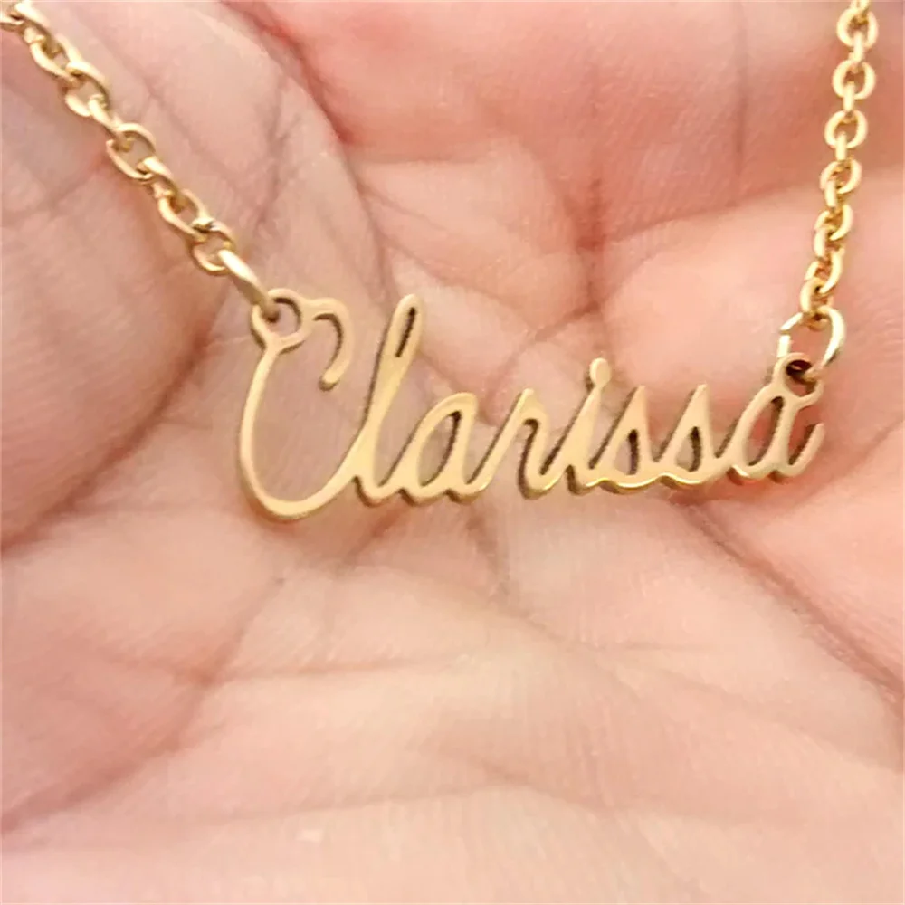 

Gold Custom Any Name Necklace Nameplate Choker Personalized Stainless Steel Jewelry Friendship BFF Gifts For Women Men Kids