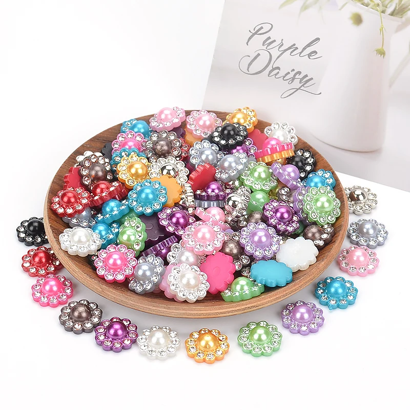 30Pcs 14mm Diy Goldr Resin Flower Decoration Crafts Flatback Cabochon Scrapbooking Fit Hair Clips Clothing Embellishments Beads | Дом и сад