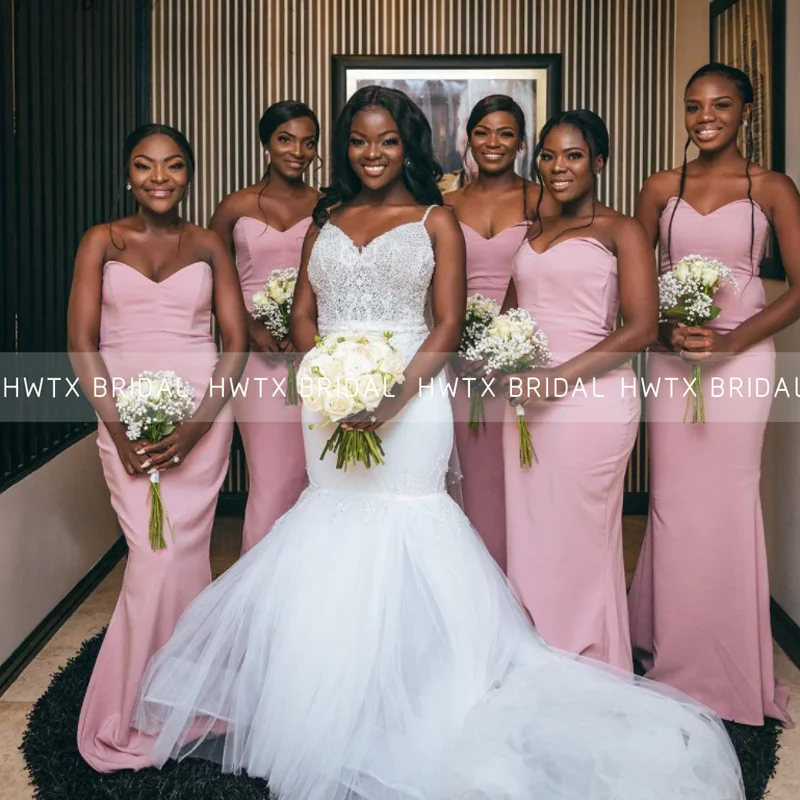 Розовое платье подружки невесты с русалочкой Длинное черное в африканском стиле