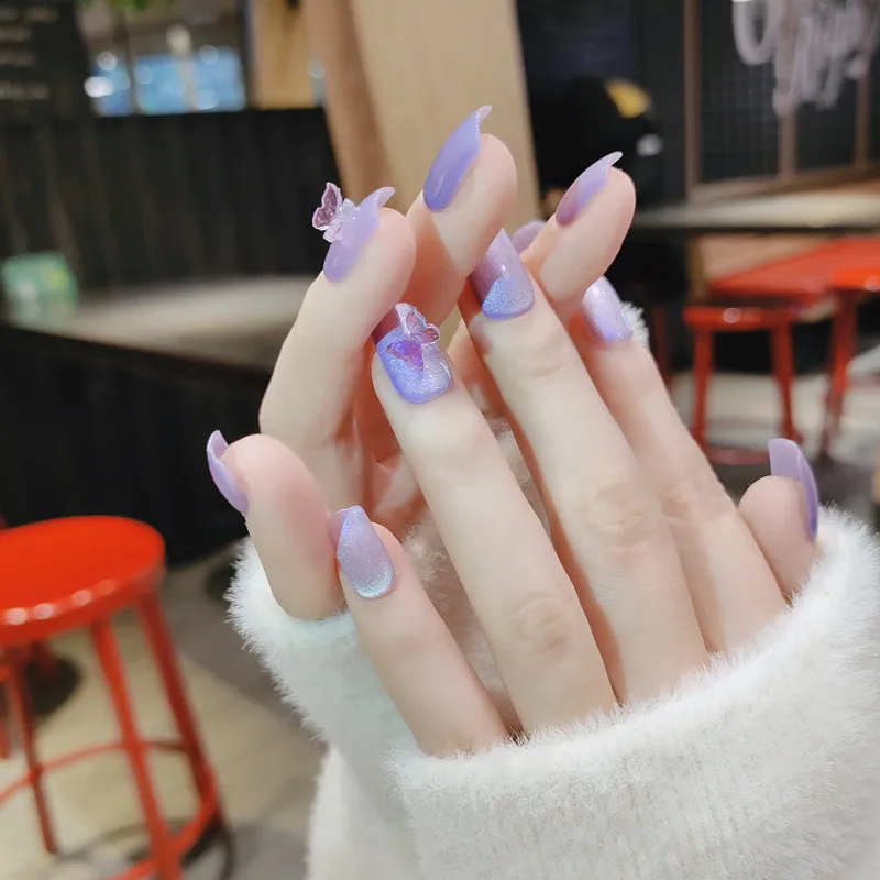 

Декоративные накладные ногти, стерео, Бабочка, Аврора, съемные накладные ногти с клеевым нажимом, наклейки для искусства ногтей, 24 шт.