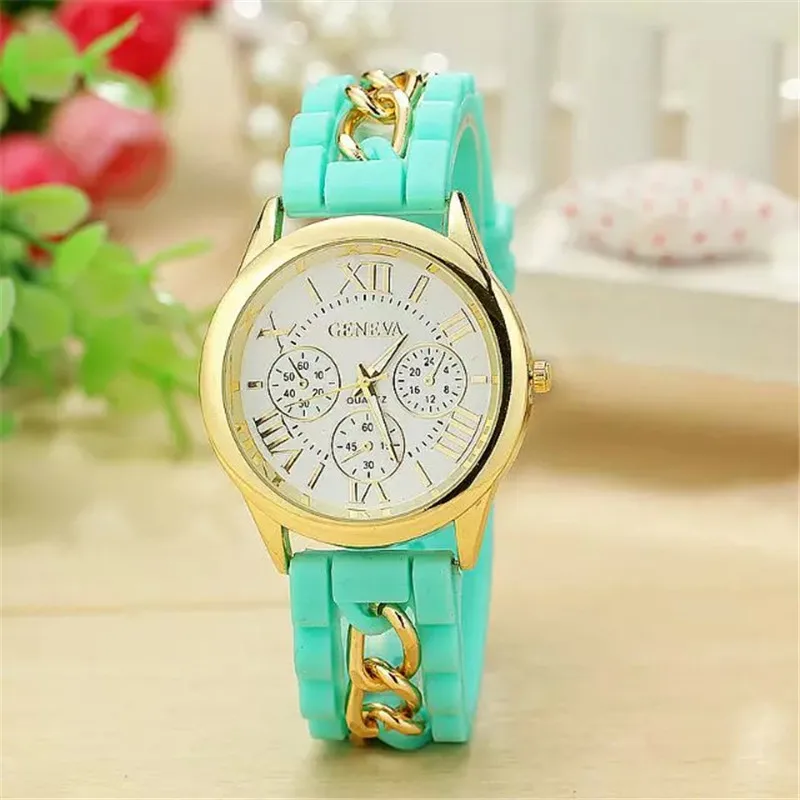 mint green Новые модные женские часы с силиконовым принтом, аналоговые, железные повседневные кварцевые наручные женские часы, женские часы, Прямая поставка - Цвет: mint green