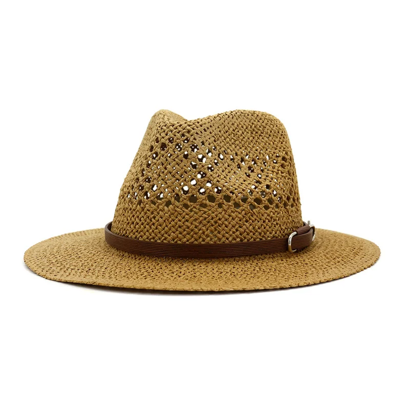 

Соломенная шляпа ручной работы для мужчин и женщин, уличная шапка от солнца с широкими полями для побережья и пляжа, кепка для джаза
