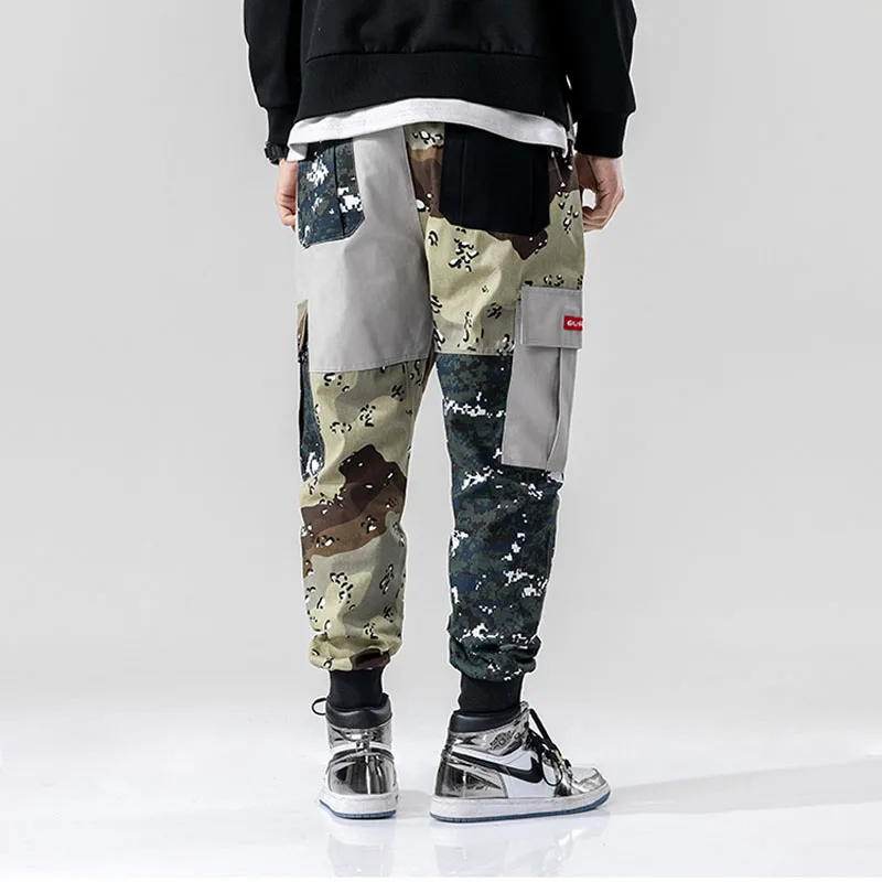 Мужские камуфляжные спортивные брюки длинные модные свободные карго в стиле хип