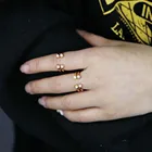 Женское Обручальное кольцо с опалом, открытое Ювелирное Украшение золотого и розового цвета с двойным круглым кристаллом ААА, средней длины