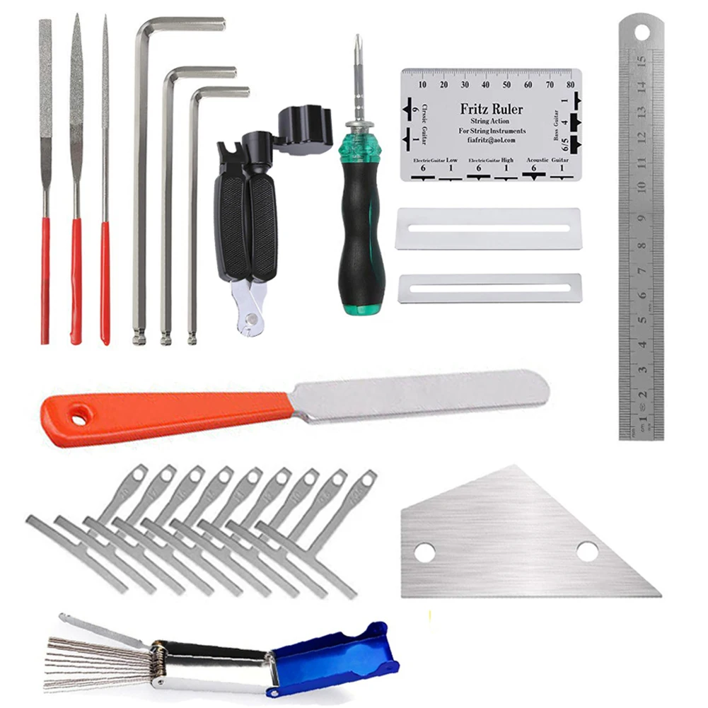 

Guitar Repairing Tools Maintenance Tool Kit File Scale Leveling Ruler Repairing Tools Bag for Guitar