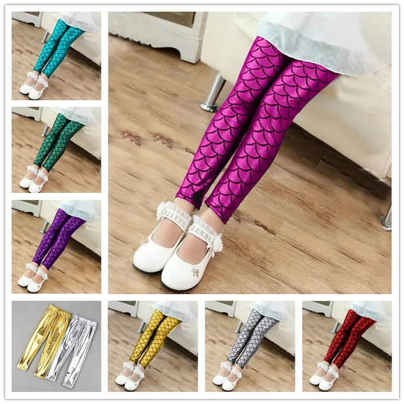 Весна Осенние леггинсы для девочек русалка штаны детские - Цена: 333.09